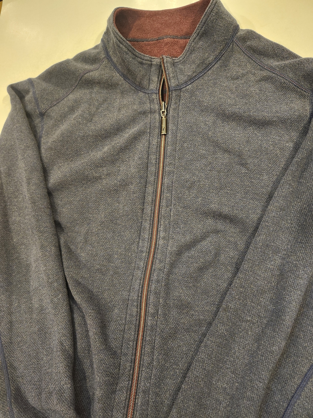 Tommy Bahama Reversible Sweater Mens XL Blue Full Zip Cotton